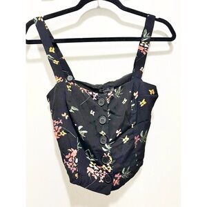 Olivaceous Floral Crop top Thick strap Festival party small